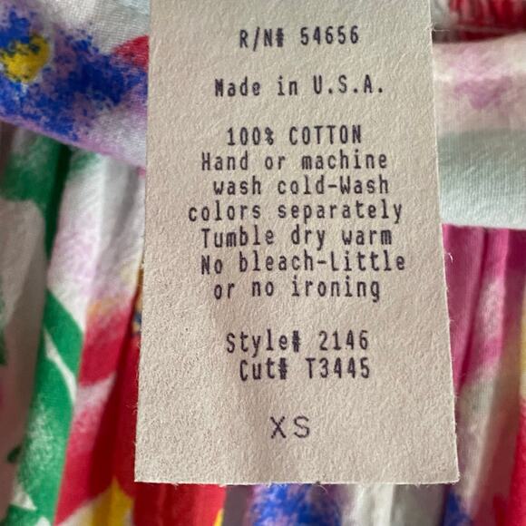 Vtg 80s 90s NOS Two Potato Watercolor Floral Tiered Muumuu Dress XS Granny Chic - Picture 15 of 16